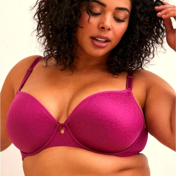 ❤️NWT VINTAGE TORRID BRA T-SHIRT BRA - LIGHTLY LINED - BACK SMOOTHING FUSCHIA - Picture 7 of 9